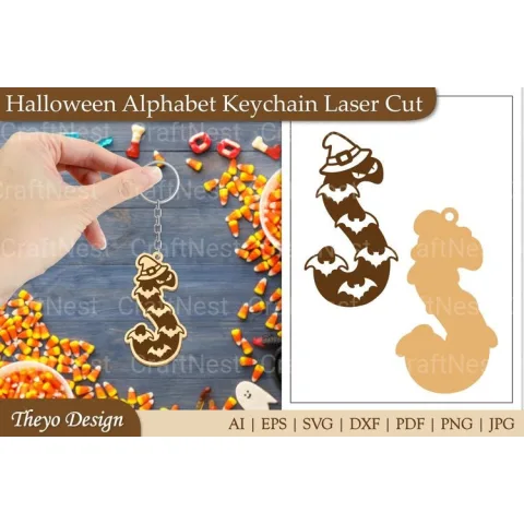 Halloween Keychain Alphabet SVG
