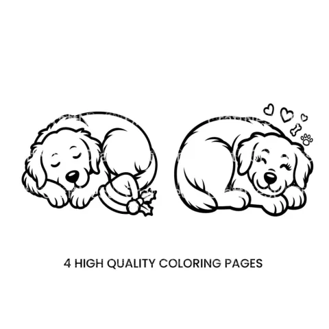 Cute Sleeping Puppy Dog Coloring Books