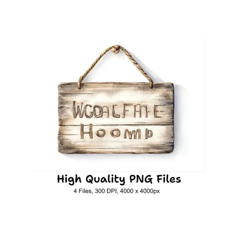 Hanging Wooden Signs Clipart Bundle