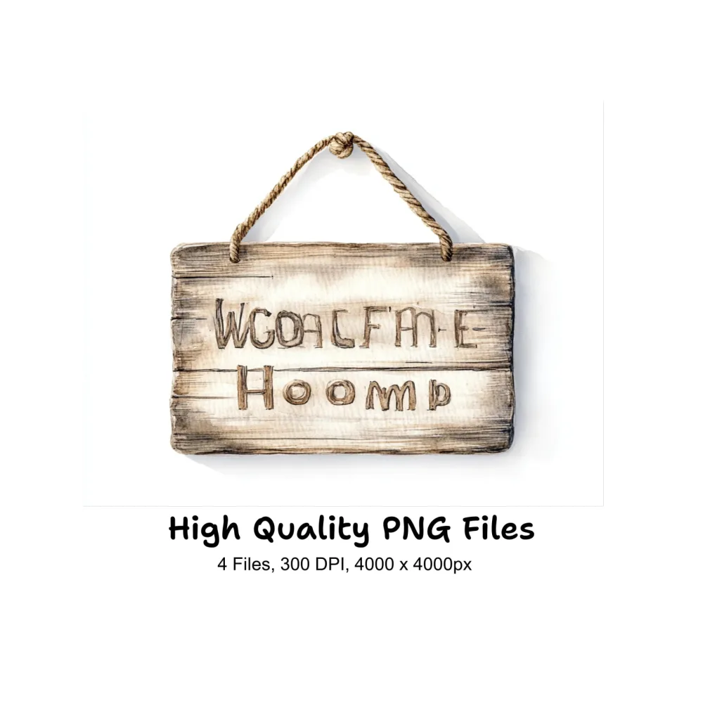 Hanging Wooden Signs Clipart Bundle