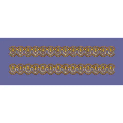 Golden Scalloped Lace Border Embroidery Design