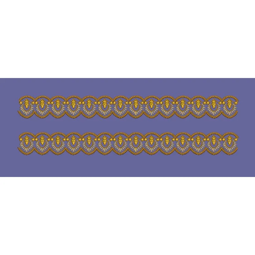 Golden Scalloped Lace Border Embroidery Design