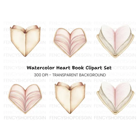 Heart Shaped Book Clipart Bundle