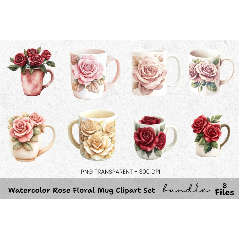 Rose Floral Clipart Bundle