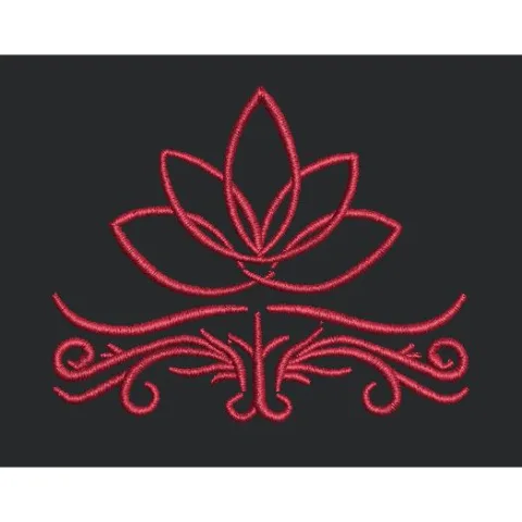 Crimson Lotus Scroll Embroidery Design