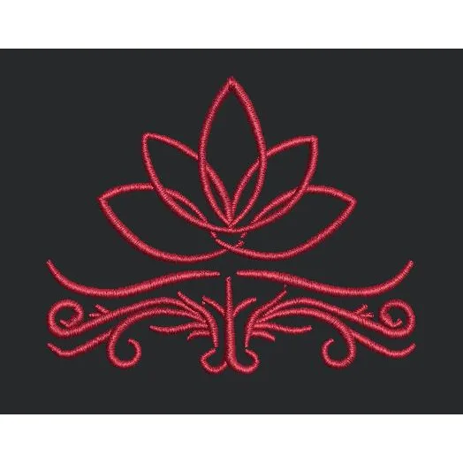 Crimson Lotus Scroll Embroidery Design
