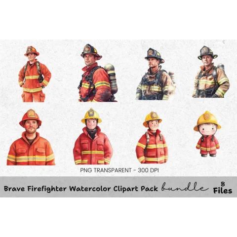 Brave Firefighter Clipart Bundle