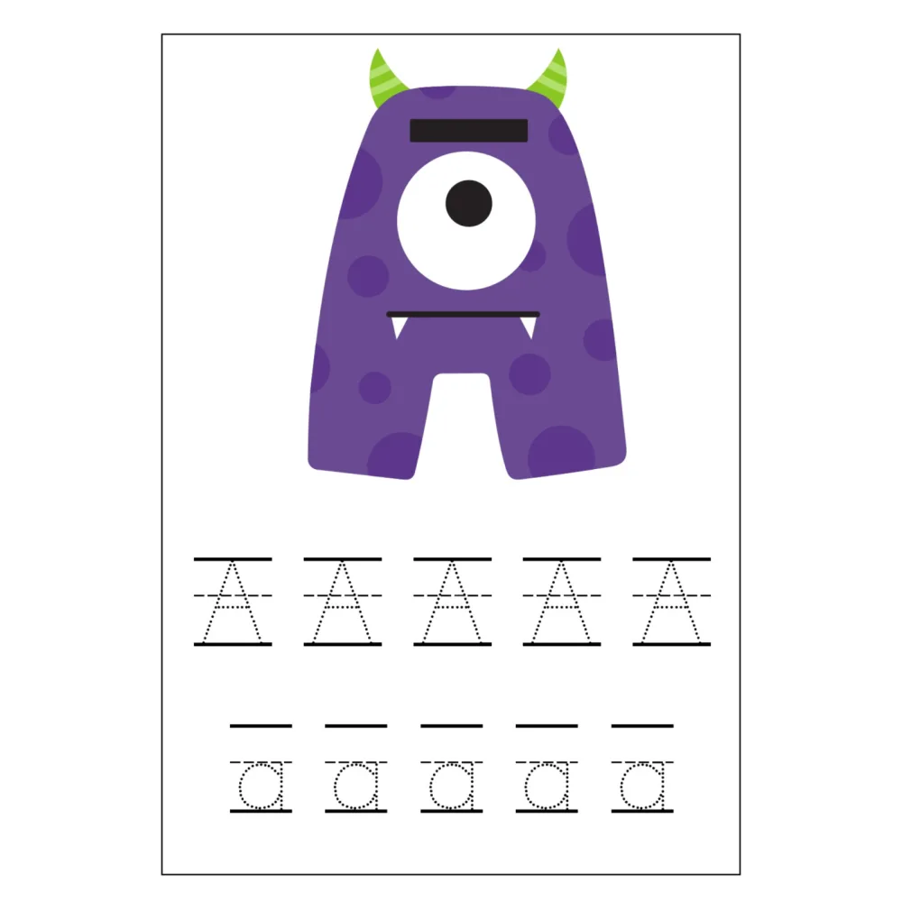 Monster Alphabet Letter Tracing Worksheets