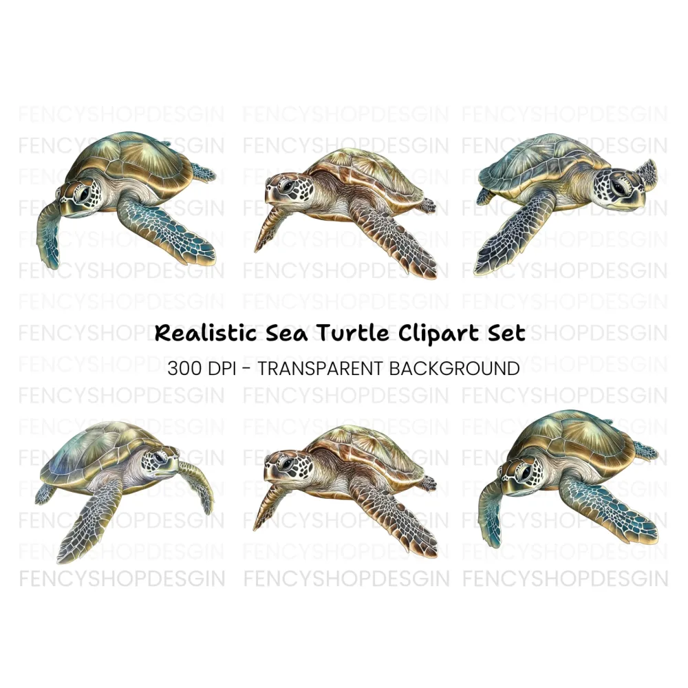 Green Sea Turtles Clipart Bundle