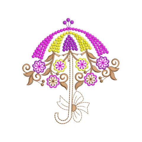 Flower Umbrella Embroidery Design