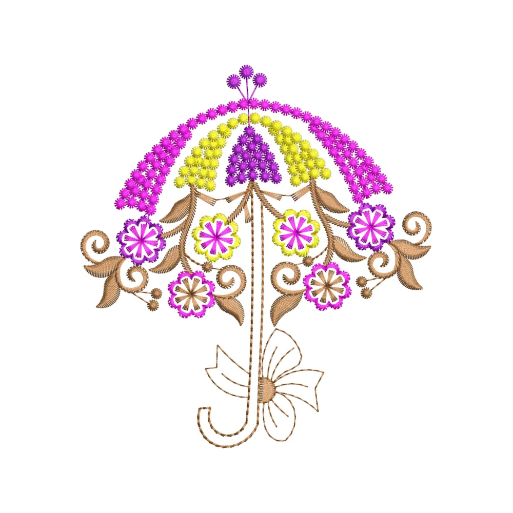 Flower Umbrella Embroidery Design