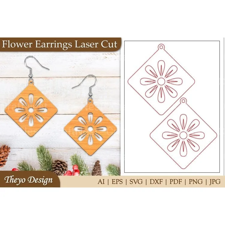 Lasercut Flower Earrings SVG Bundle