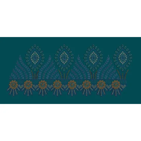Ornate Peacock Plume with Sunburst Wheel Scallop Embroidery Design