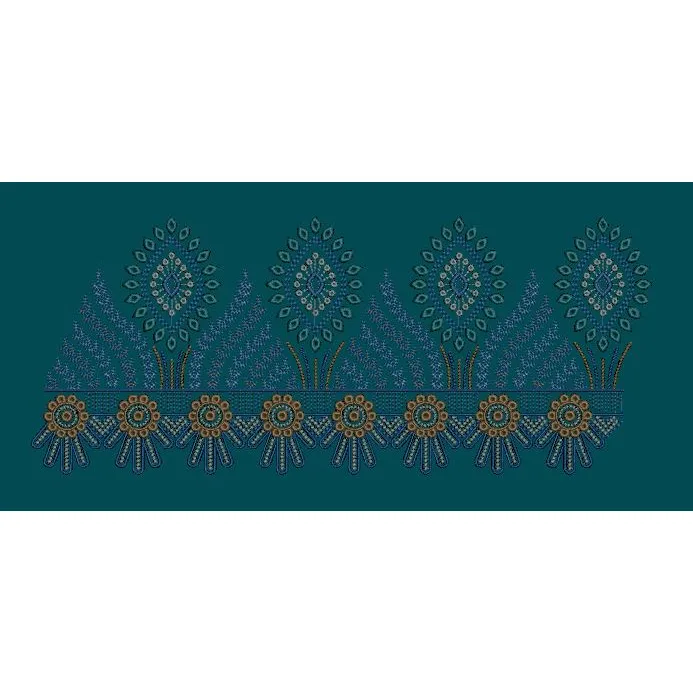 Ornate Peacock Plume with Sunburst Wheel Scallop Embroidery Design