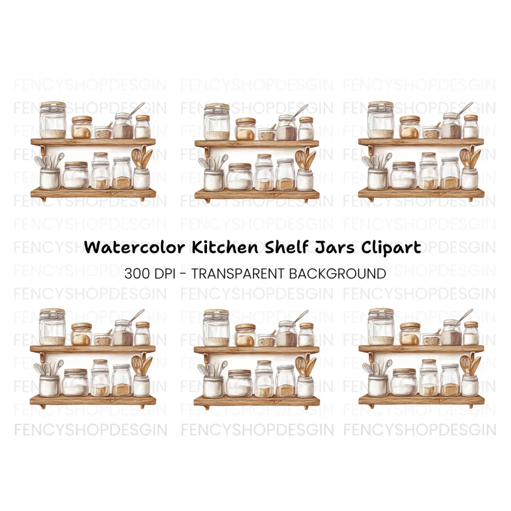 Kitchen Pantry Jars Shelf Clipart Bundle