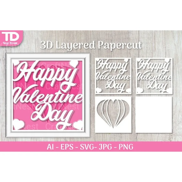 Shadow Box Happy Valentine Layered Papercut SVG