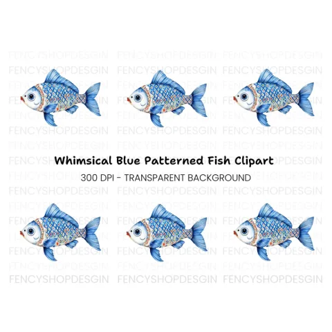 Decorative Blue Fish Clipart Bundle