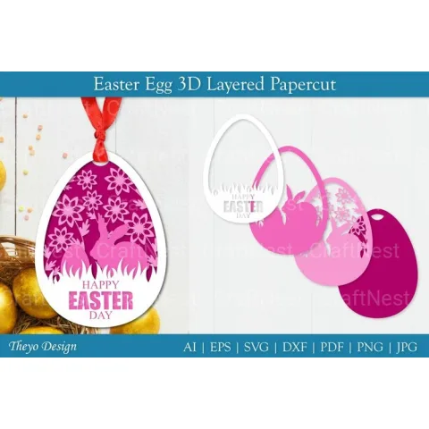 Easter Egg Layered Papercut SVG Bundle