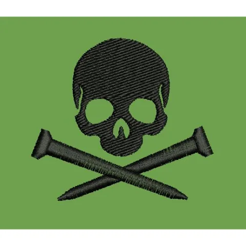 Skull and Nails Symbolic Embroidery Design