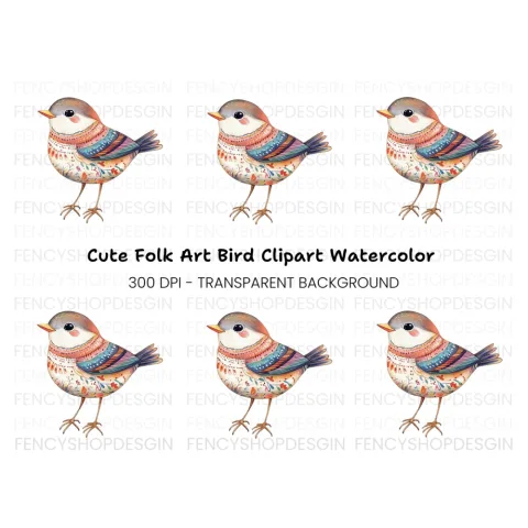 Folk Bird Clipart Bundle