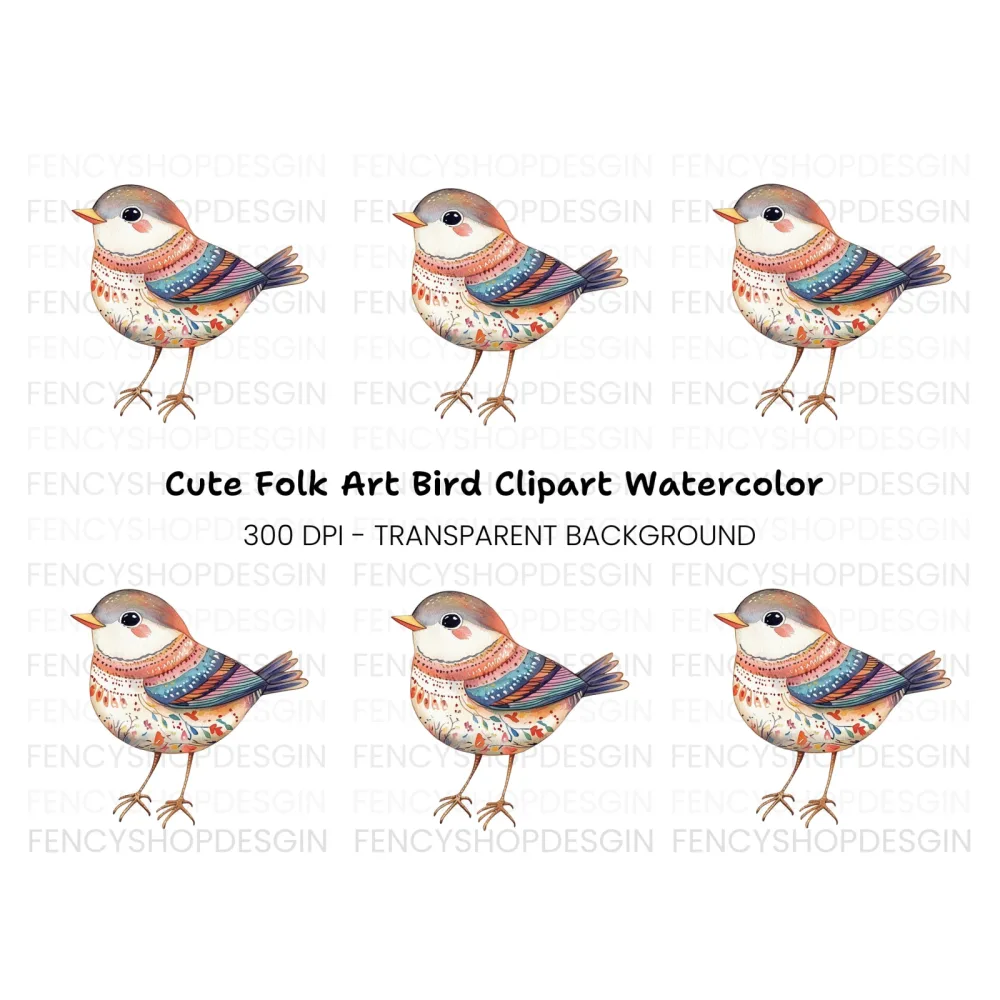 Folk Bird Clipart Bundle