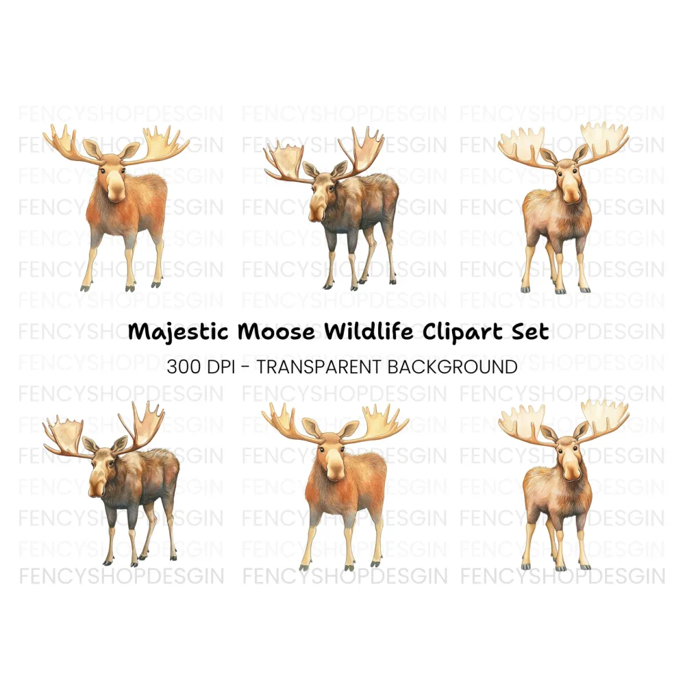 Moose Standing Clipart Bundle