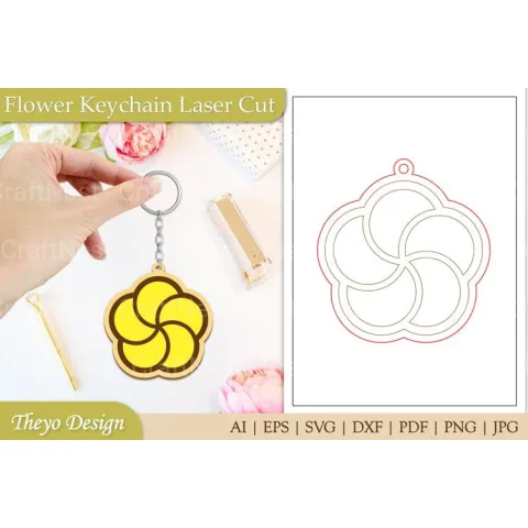 Flower Keychain SVG Bundle