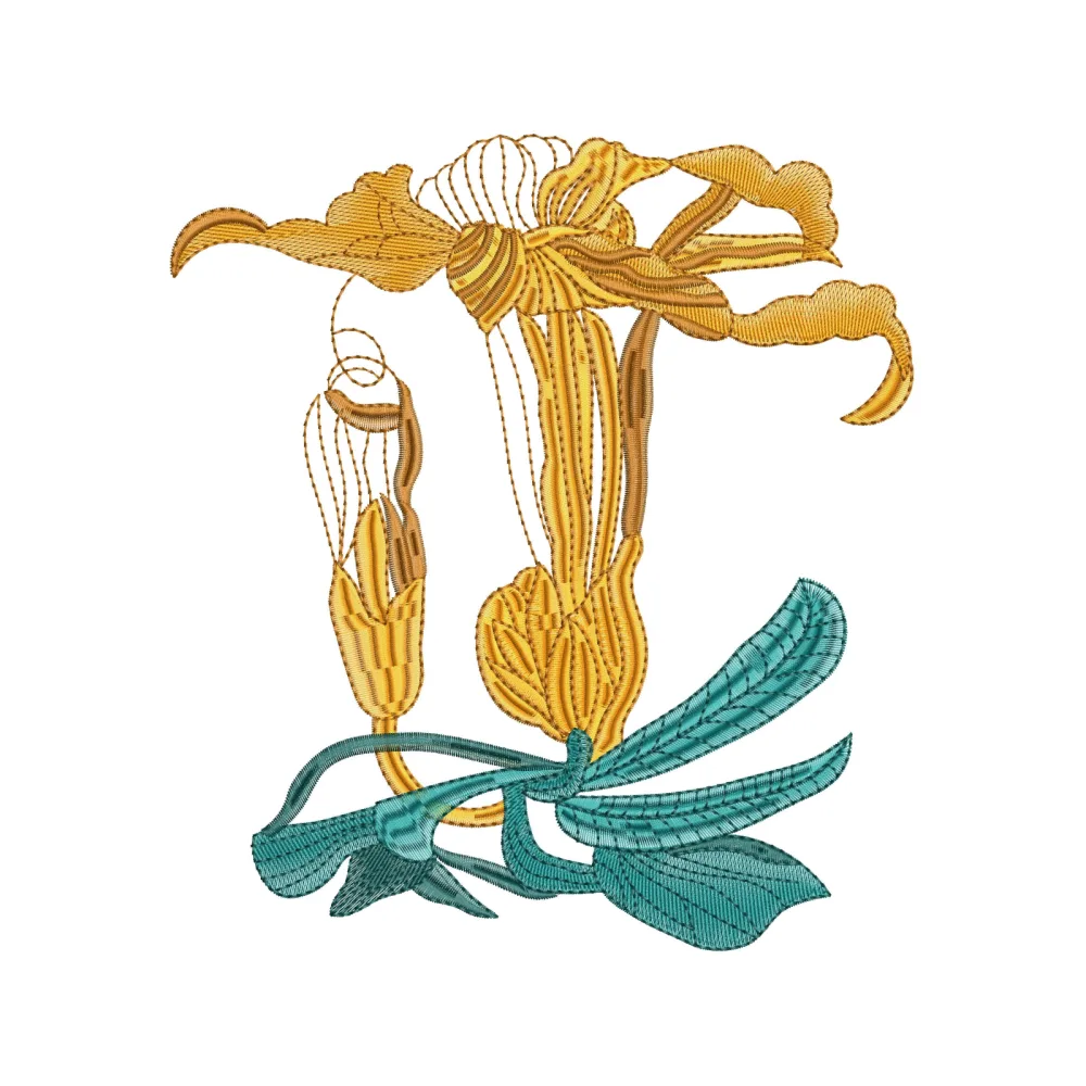 Umbrella Flower Embroidery Design