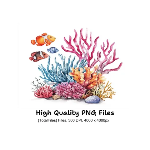 Vibrant Coral Reef Clipart Bundle