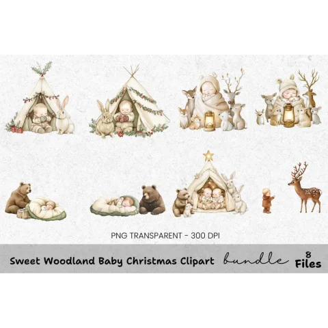 Winter Baby Animals Clipart Bundle