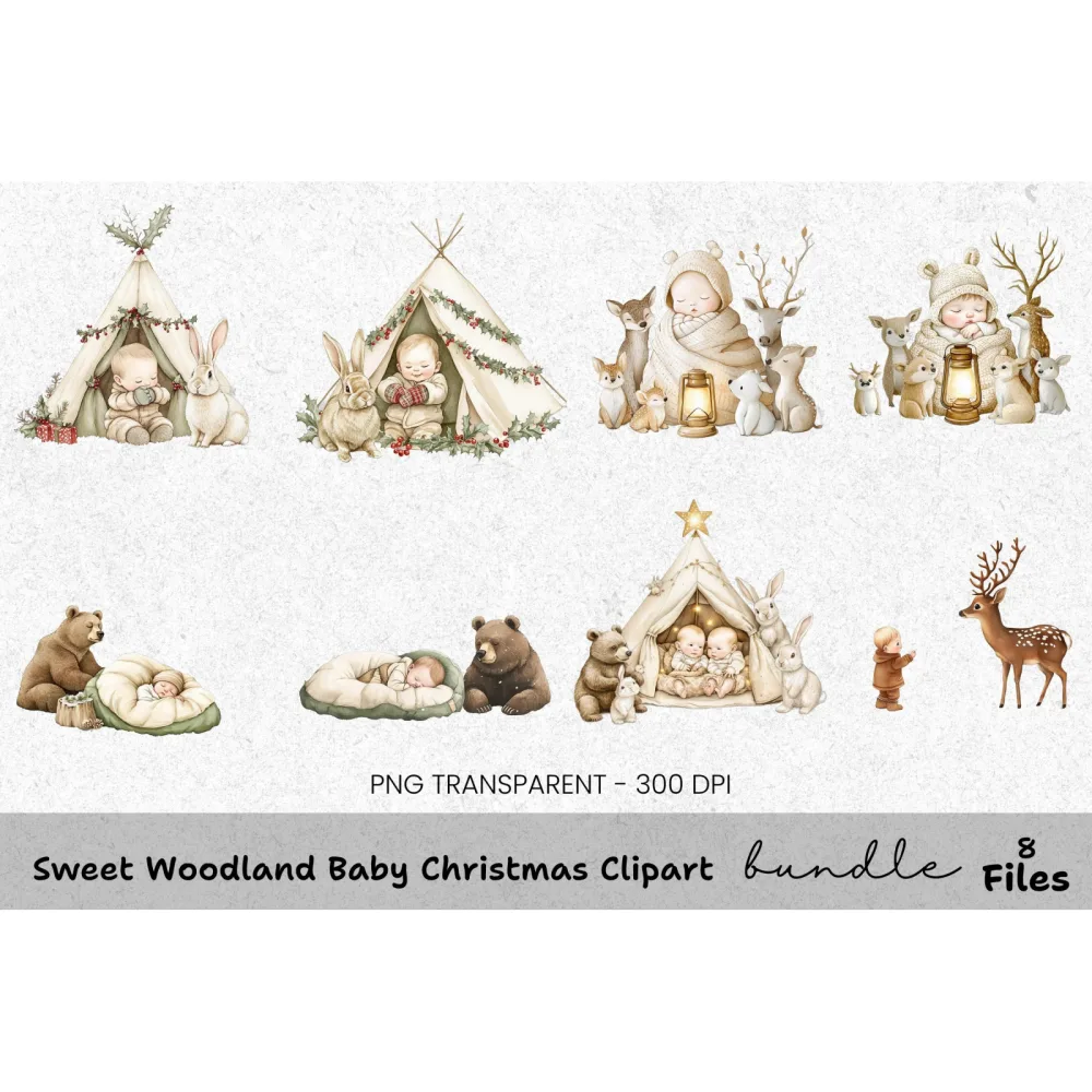 Winter Baby Animals Clipart Bundle