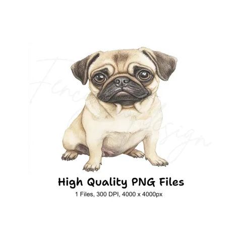 Adorable Pug Puppy Clipart Bundle