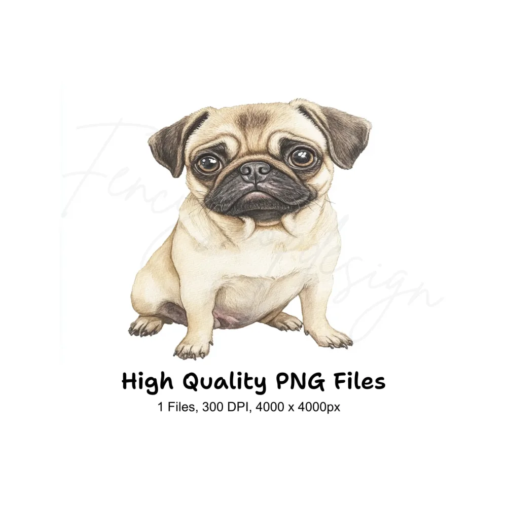 Adorable Pug Puppy Clipart Bundle