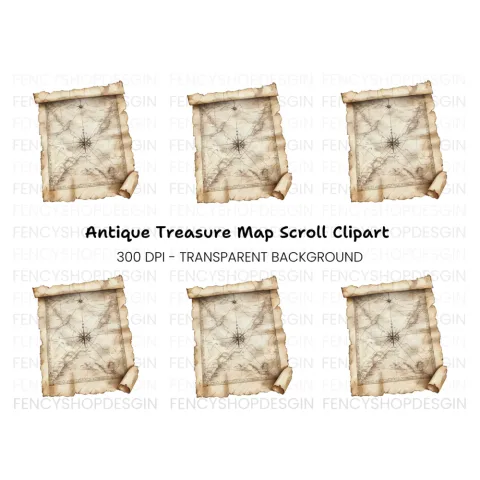 Vintage Treasure Map Clipart Bundle
