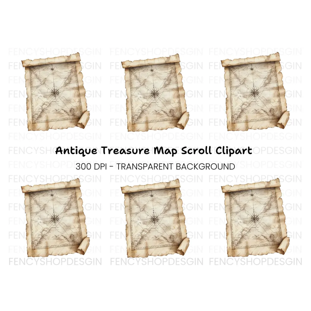 Vintage Treasure Map Clipart Bundle