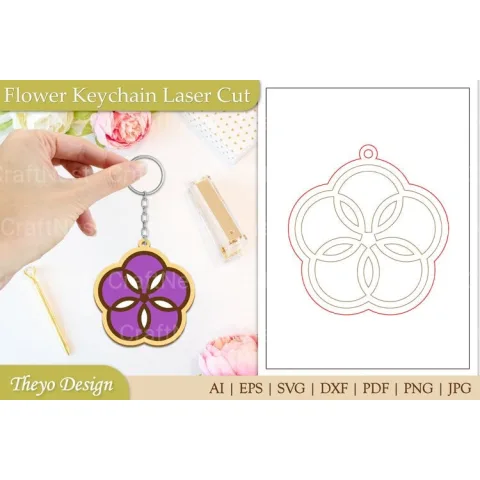 Flower Keychain SVG Bundle
