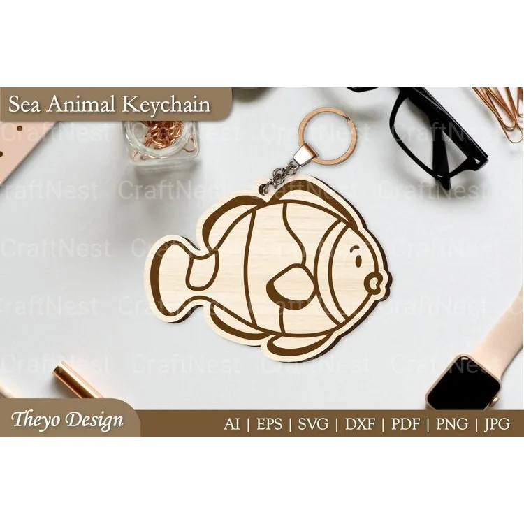 Cute Sea Animal Key Chain SVG
