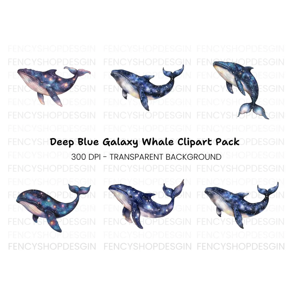 Whale Galaxy Clipart Bundle