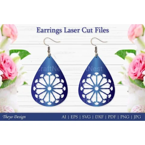Laser Cut Flower Earrings SVG Bundle