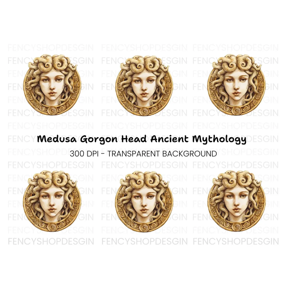 Medusa Head Illustration Clipart Bundle