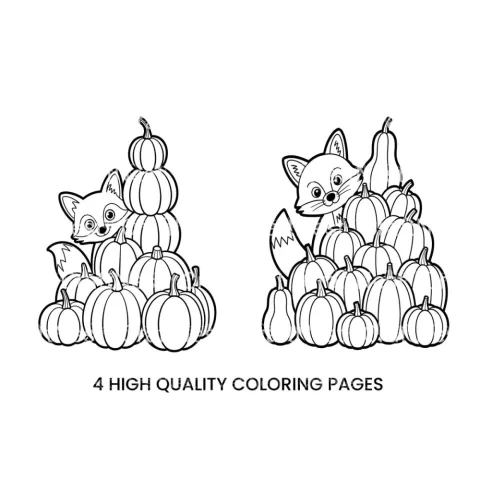 Fox and Pumpkin Pile Coloring Books