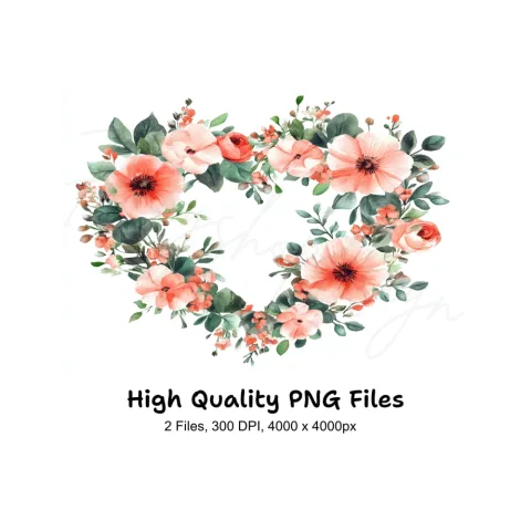 Floral Heart Clipart Bundle