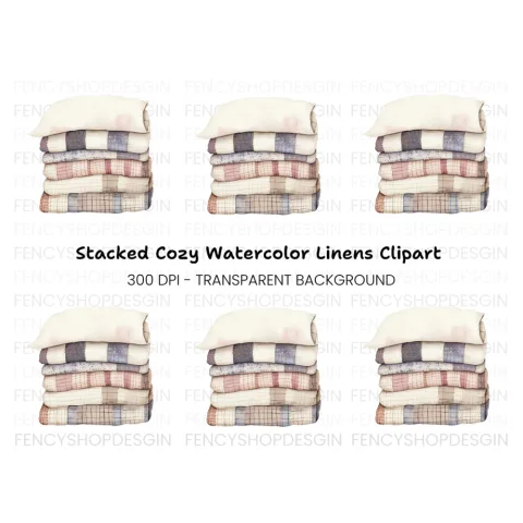 Cozy Stacked Quilts Clipart Bundle