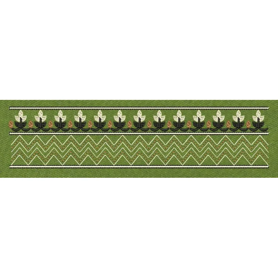 Floral Border Orange Embroidery Design