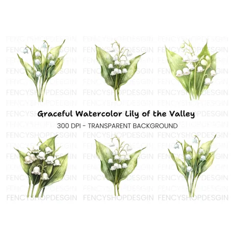 Delicate Lily of the Valley Clipart Bundle