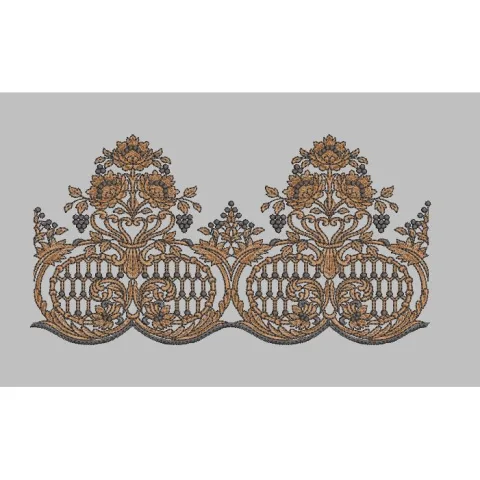 Floral Filigree Ornate Border Embroidery Design