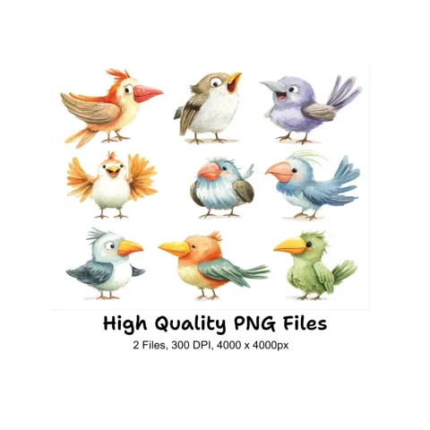 Assorted Bird Illustrations Clipart Bundle