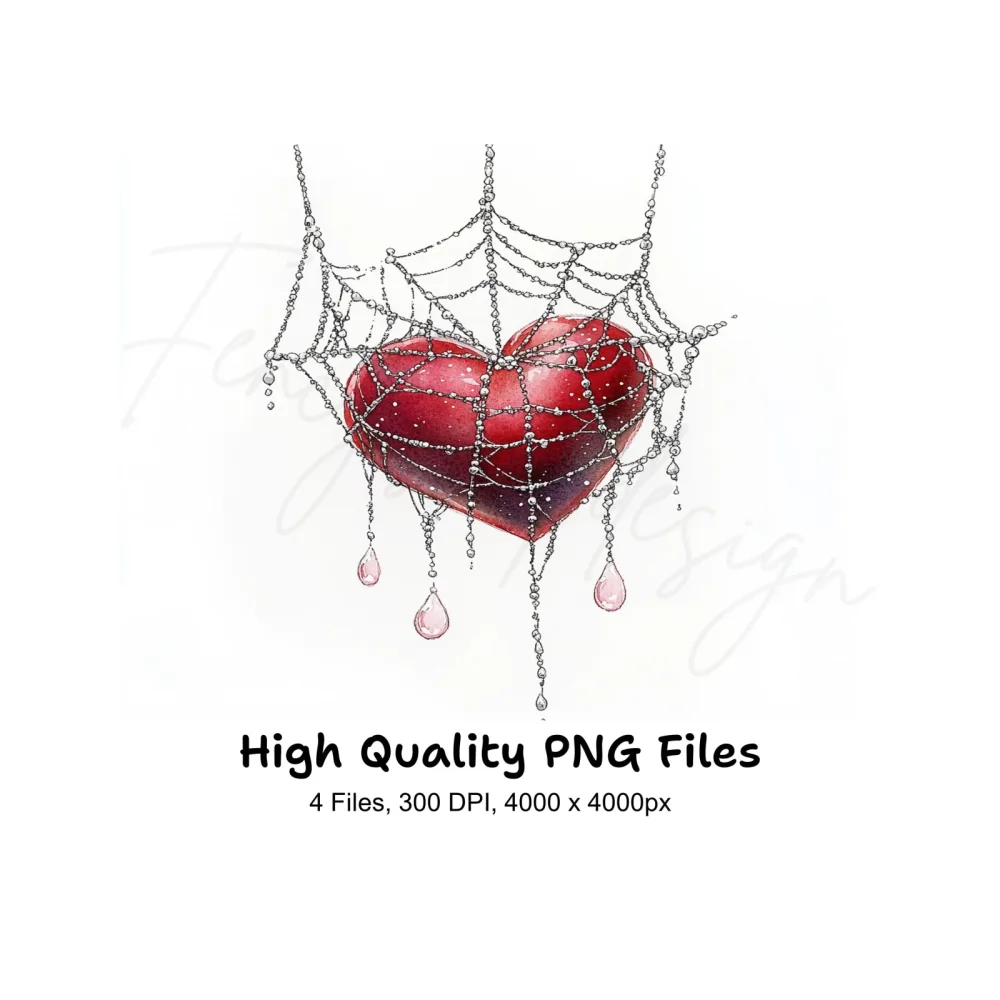 Spiderweb Hearts Clipart Bundle