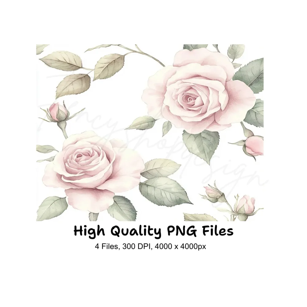 Elegant Pink Roses Clipart Bundle