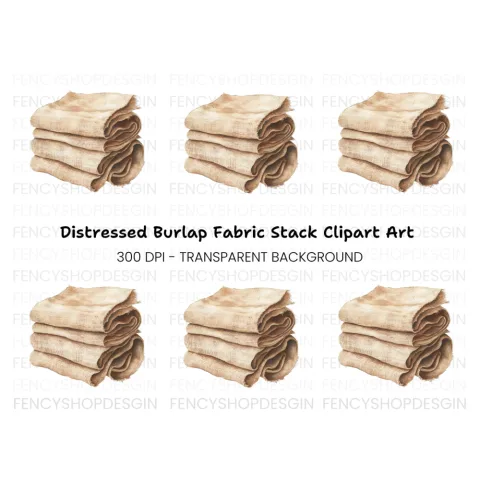 Folded Burlap Cloth Clipart Bundle